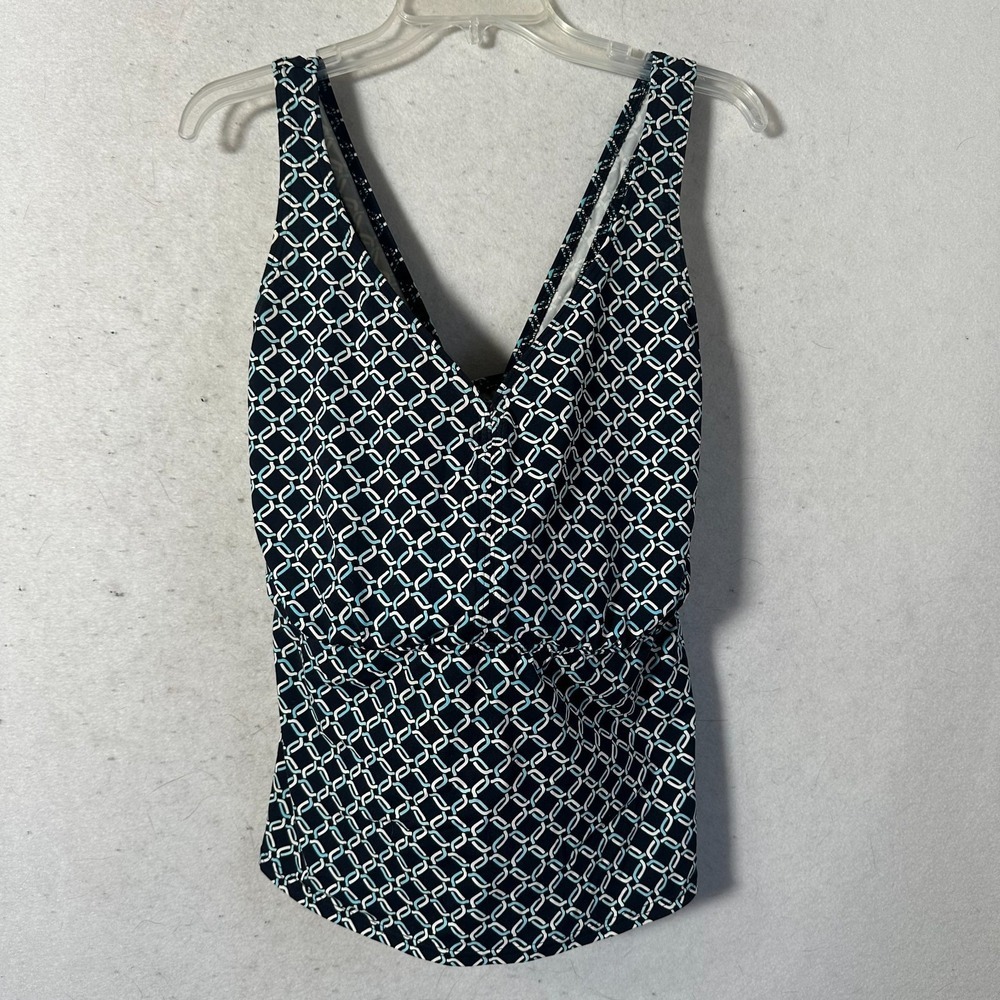 Lands'‎ End Swimsuit Top SIZE 22W black blue Tankini  cross back underwire